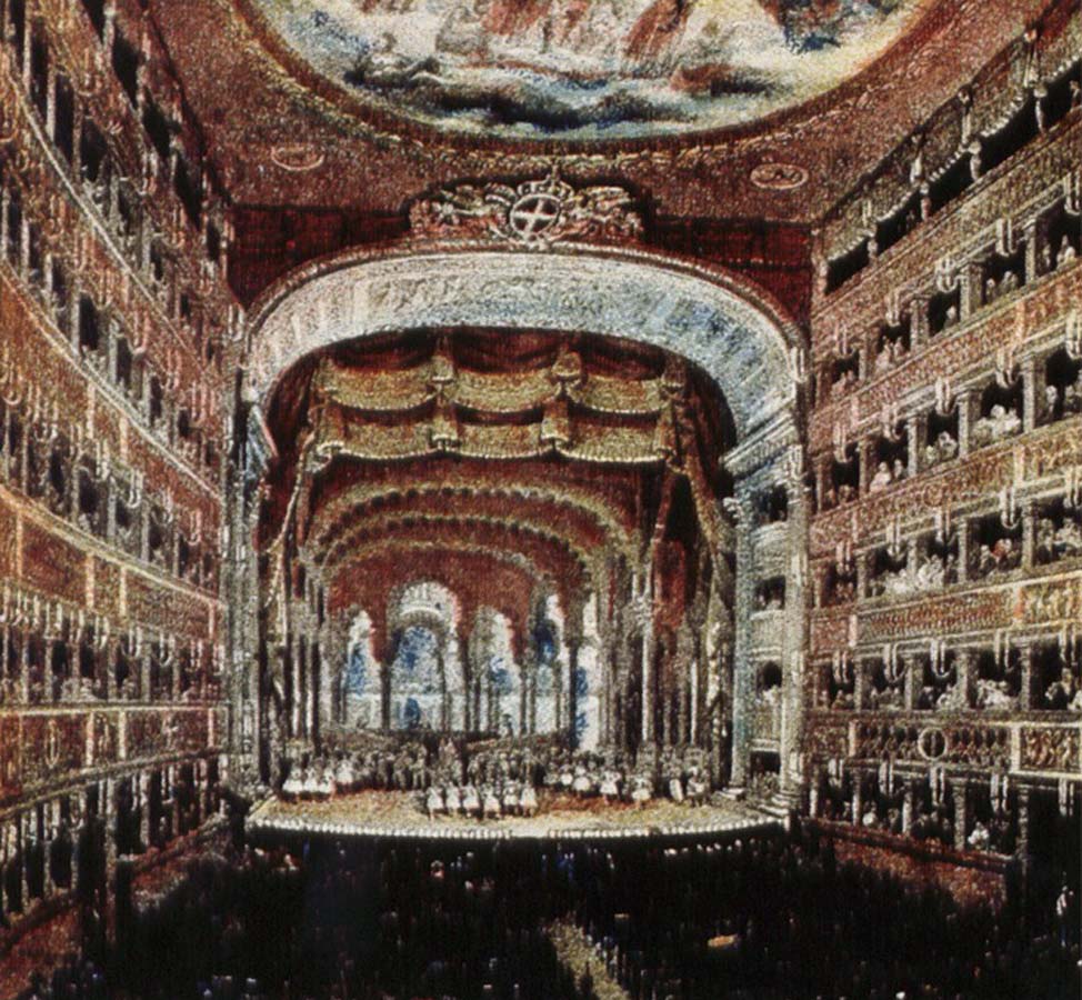 the interior of the teatro san carlo in naples where several of rossini s operas were fist performed